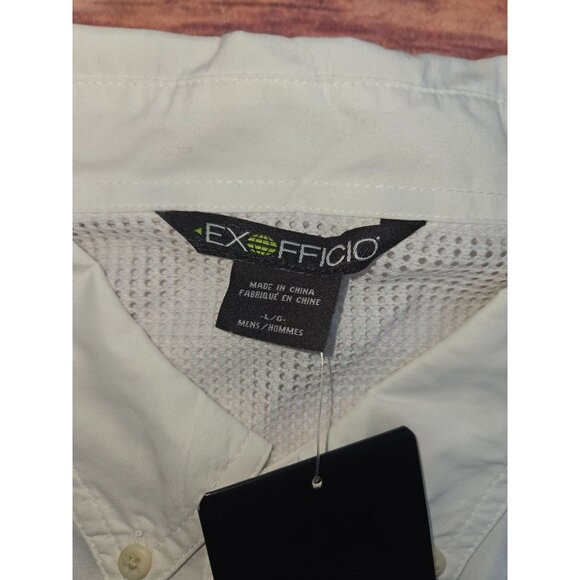 ExOfficio Mens Air Strip L/S Shirt Large White UPF 30 Sun Protection Roll-Up NWT - Picture 5 of 9